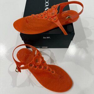 Coach Jelly Tea Rose Thong Sandals Mandarin Orange Size 10b